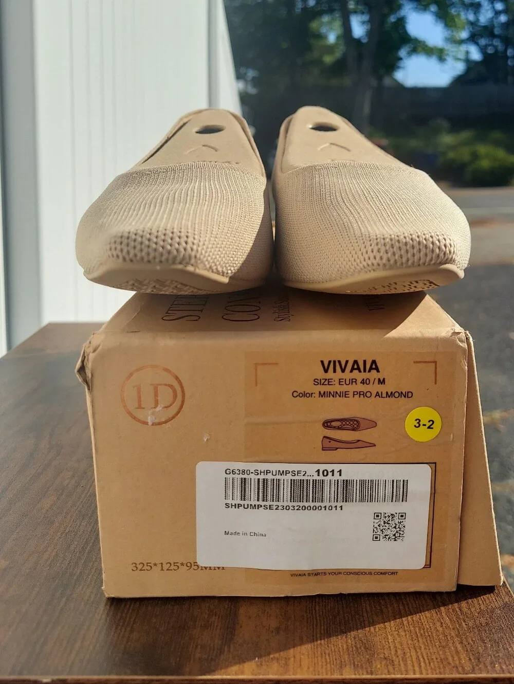 Vivaia Minnie Pro Almond Beige Knit Ballet Flat Womens Size 10 NWT Athleisure